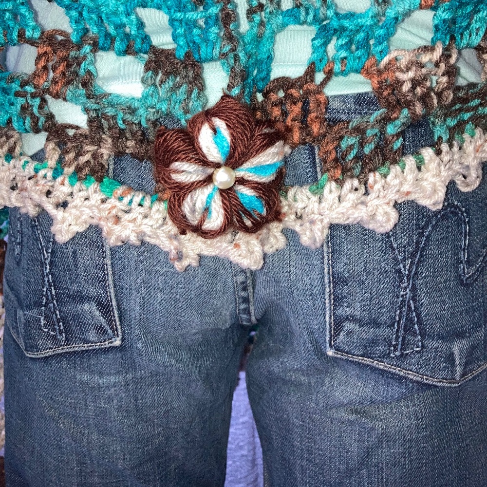 Crocheted Multi-way Poncho Wrap Scarf OOAK! - Picture 13 of 15